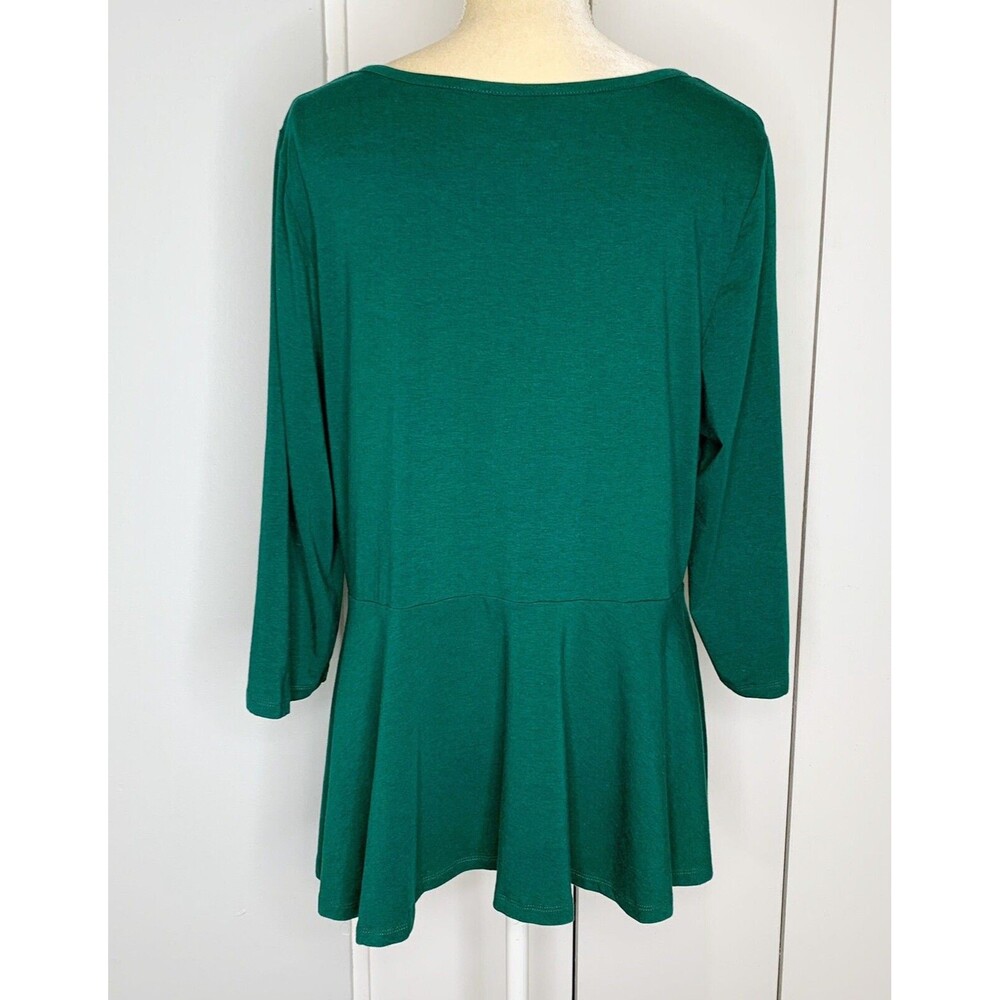 Denim 24/7 Women’s Green Peplum Top 3/4 Sleeves Size M - Picture 4 of 14